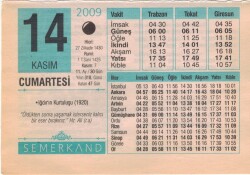 14 Kasım 2009 Takvim Yaprağı EFM(N)3838 - 3