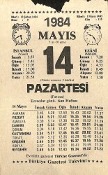 14 Mayıs 1984 Takvim Yaprağı - Doğum Günü Hediyesi EFM(N)11201 - Gökçekoleksiyon