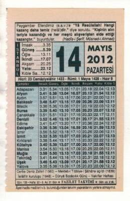 14 Mayıs 2012 Takvim Yaprağı EFM(N)1945 - 1