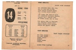 14 Ocak 1960 Ajans Türk Takvim Yaprağı(Şiirli Saatli) EFM(N)1088 - 7