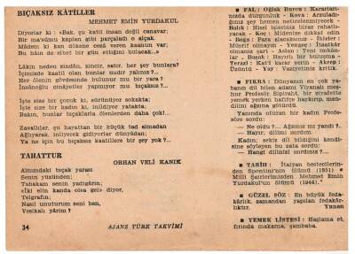 14 Ocak 1960 Ajans Türk Takvim Yaprağı(Şiirli Saatli) EFM(N)1088 - 6