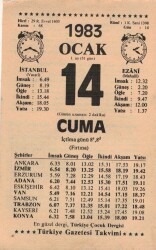 14 Ocak 1983 Takvim Yaprağı EFM(N)4567 - Gökçekoleksiyon