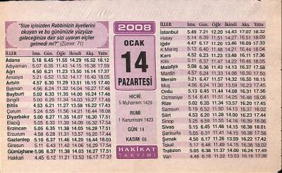 14 Ocak 2008 Takvim Yaprağı - Doğum Günü Hediyesi EFM(N)7480 - 1