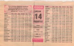 14 Ocak 2008 Takvim Yaprağı EFM(N)5001 - Gökçekoleksiyon