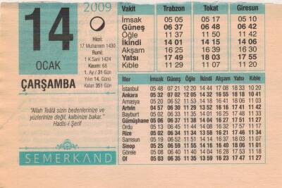 14 Ocak 2009 Takvim Yaprağı EFM(N)4970 - 1