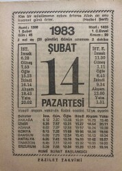 14 Şubat 1983 Takvim Yaprağı - Doğum Günü Hediyesi EFM(N)7811 - Gökçekoleksiyon
