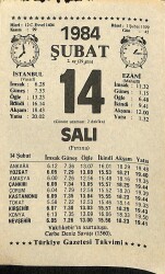 14 Şubat 1984 Takvim Yaprağı - Doğum Günü Hediyesi EFM(N)11804 - Gökçekoleksiyon