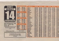 14 Şubat 2007 Takvim Yaprağı EFM(N)5675 - 3