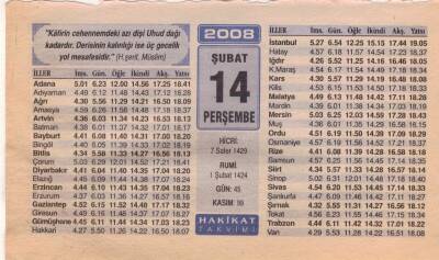 14 Şubat 2008 Takvim Yaprağı EFM(N)5561 - 1