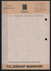 15-16 Ağustos 1973 Ziraat Bankası Takvim Yaprağı EFM625 - 2