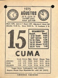 15 Ağustos 1975 Takvim Yaprağı - Doğum Günü Hediyesi EFM(N)9651 - 2