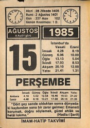 15 Ağustos 1985 Takvim Yaprağı - Doğum Günü Hediyesi EFMN15698 - Gökçekoleksiyon