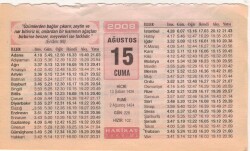 15 Ağustos 2008 Takvim Yaprağı EFM(N)2387 - 2
