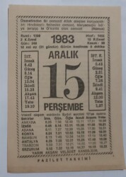 15 Aralık 1983 Takvim Yaprağı - Doğum Günü Hediyesi EFM(N)6895 - Gökçekoleksiyon