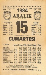 15 Aralık 1984 Takvim Yaprağı - Doğum Günü Hediyesi EFMN14509 - Gökçekoleksiyon