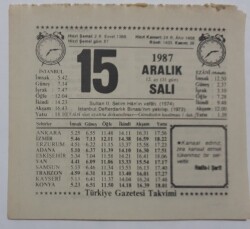 15 Aralık 1987 Takvim Yaprağı - Doğum Günü Hediyesi EFM(N)7184 - Gökçekoleksiyon