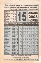 15 Aralık 2008 Takvim Yaprağı - Doğum Günü Hediyesi EFMN15318 - Gökçekoleksiyon