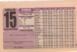 15 Aralık 2008 Takvim Yaprağı EFM(N)4358 - 2