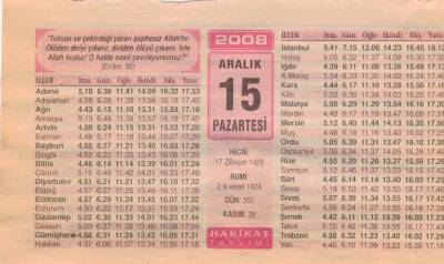 15 Aralık 2008 Takvim Yaprağı EFM(N)4450 - 2