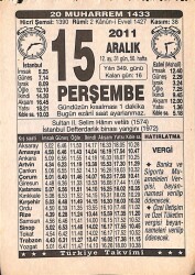 15 Aralık 2011 Takvim Yaprağı - Doğum Günü Hediyesi EFMN15244 - Gökçekoleksiyon