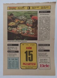 15 Ekim 1984 Takvim Yaprağı - Doğum Günü Hediyesi EFM(N)7287 - Gökçekoleksiyon