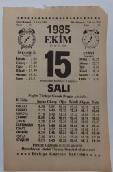 15 Ekim 1985 Takvim Yaprağı - Doğum Günü Hediyesi EFM(N)6660 - Gökçekoleksiyon