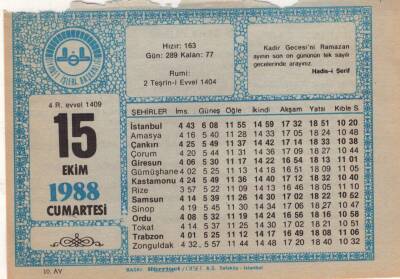 15 Ekim 1988 Takvim Yaprağı EFM(N)3202 - 1