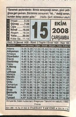 15 Ekim 2008 Takvim Yaprağı - Doğum Günü Hediyesi EFM(N)10657 - 2