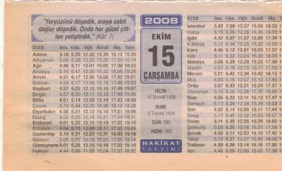 15 Ekim 2008 Takvim Yaprağı EFM(N)3232 - 3