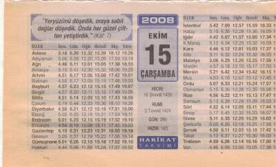 15 Ekim 2008 Takvim Yaprağı EFM(N)3232 - 1