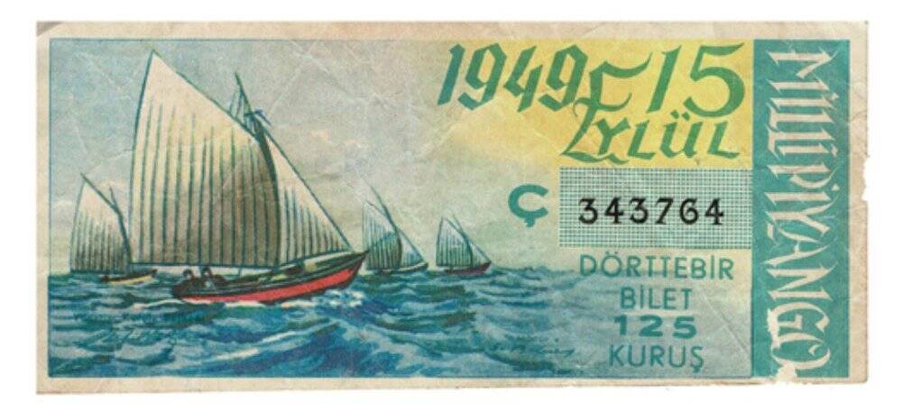 15 Eylül 1949 (14) Dörttebir Bilet No343764 PYB3842 - 1