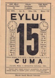 15 Eylül 1967 Takvim Yaprağı EFM(N)3621 - 2