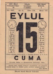 15 Eylül 1967 Takvim Yaprağı EFM(N)3621 - 1