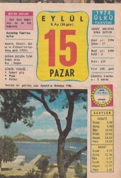 15 Eylül 1974 Takvim Yaprağı -Doğum Günü Hediyesi EFM(N)6385 - Gökçekoleksiyon