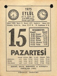 15 Eylül 1975 Takvim Yaprağı - Doğum Günü Hediyesi EFM(N)12531 - Gökçekoleksiyon