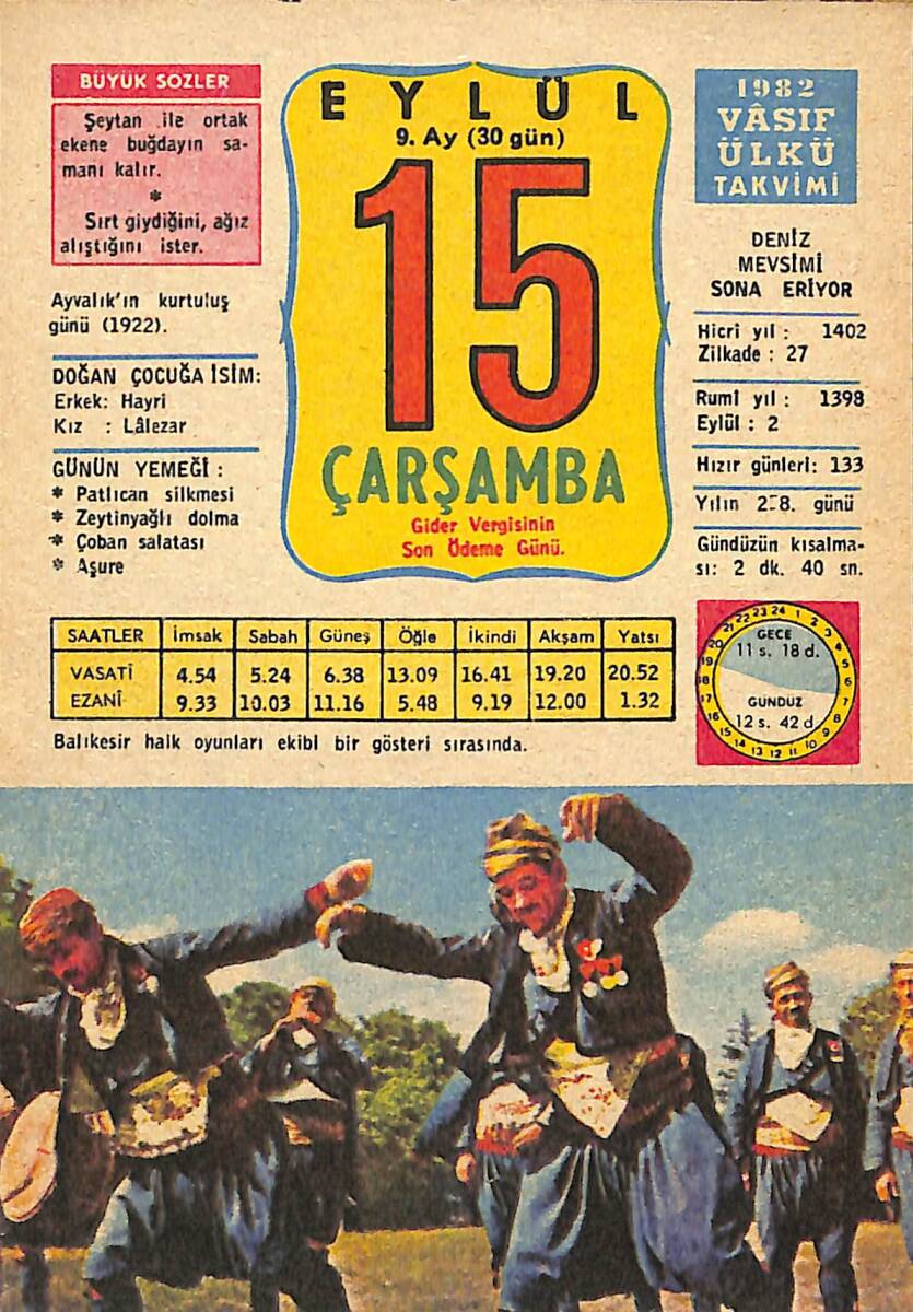 15 Eylül 1982 Takvim Yaprağı - Doğum Günü Hediyesi EFMN13529_Kopya(1) - 1