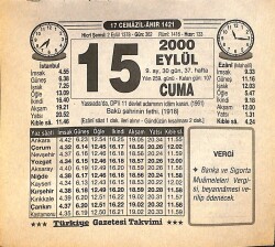 15 Eylül 2000 Takvim Yaprağı - Doğum Günü Hediyesi EFMN14245 - Gökçekoleksiyon