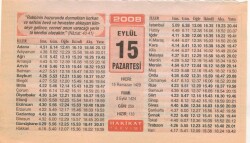 15 Eylül 2008 Takvim Yaprağı EFM(N)2921 - 3