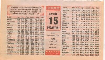 15 Eylül 2008 Takvim Yaprağı EFM(N)2921 - 3