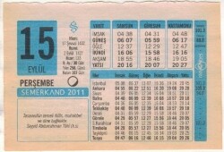 15 Eylül 2011 Takvim Yaprağı EFM(N)1303 - 3