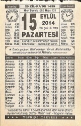 15 Eylül 2014 Takvim Yaprağı - Doğum Günü Hediyesi EFMN14305 - Gökçekoleksiyon