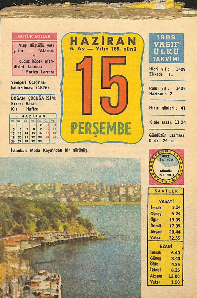 15 Haziran 1989 Takvim Yaprağı - Doğum Günü Hediyesi EFMN13806 - 1