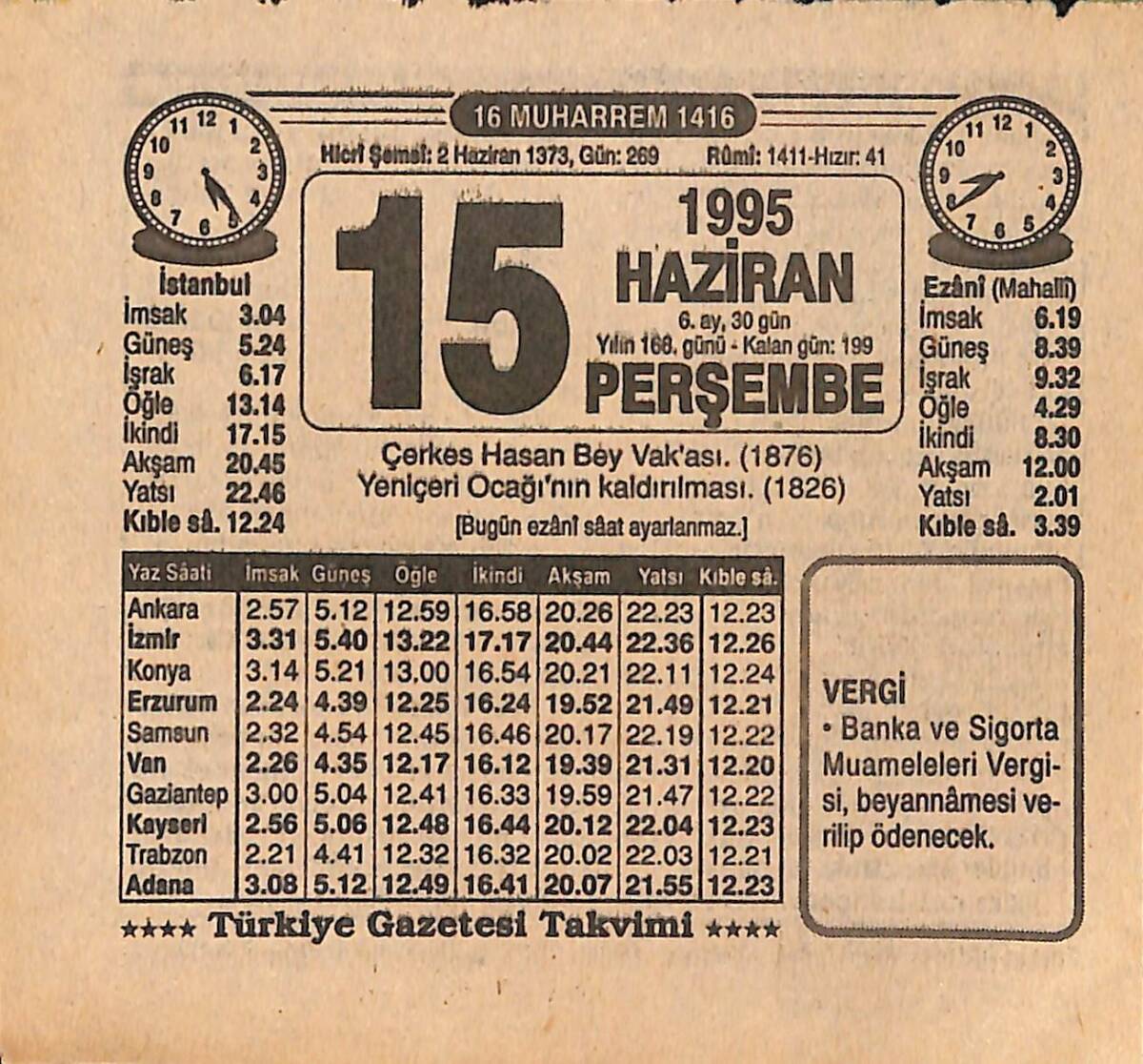15 Haziran 1995 Takvim Yaprağı - Doğum Günü Hediyesi EFMN15460 - 1