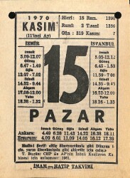 15 Kasım 1970 Takvim Yaprağı - Doğum Günü Hediyesi EFM(N)10747 - 3