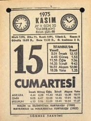 15 Kasım 1975 Takvim Yaprağı - Doğum Günü Hediyesi EFM(N)12586 - Gökçekoleksiyon