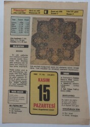 15 Kasım 1982 Takvim Yaprağı - Doğum Günü Hediyesi EFM(N)7351 - Gökçekoleksiyon