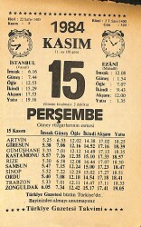 15 Kasım 1984 Takvim Yaprağı - Doğum Günü Hediyesi EFMN14537 - Gökçekoleksiyon