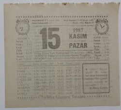 15 Kasım 1987 Takvim Yaprağı - Doğum Günü Hediyesi EFM(N)7154 - Gökçekoleksiyon