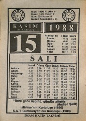 15 Kasım 1988 Takvim Yaprağı - Doğum Günü Hediyesi EFMN14615 - Gökçekoleksiyon