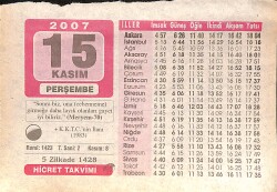 15 Kasım 2007 Takvim Yaprağı - Doğum Günü Hediyesi EFMN16006 - Gökçekoleksiyon